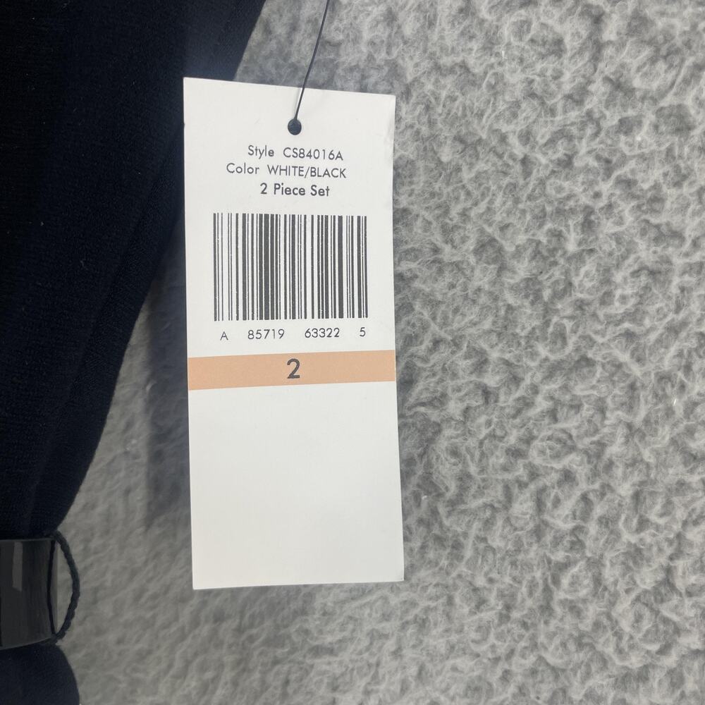 Calvin Klein Jacket Dress Set Womens 2 White Black Belted Sheath Blazer CS84016A - Picture 8 of 16